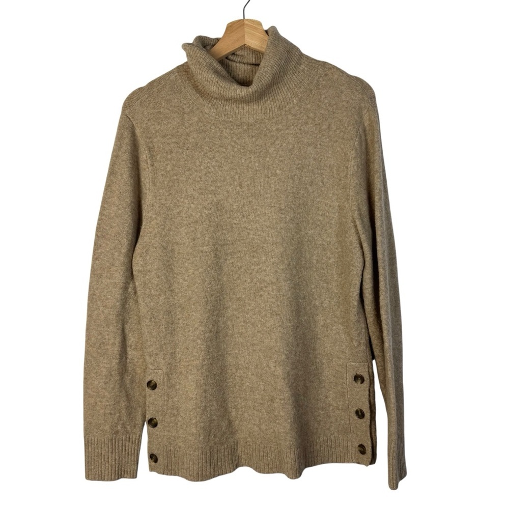 J. Crew Camel Brown Button Turtleneck Soft Yarn P… - image 1